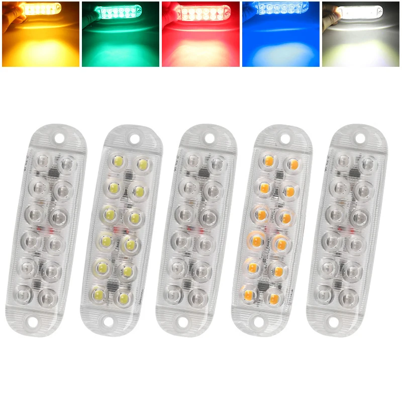 2PCS 12V-80V Vehicle LED Clearance Marker Light for Trailer Truck High Visibility Flashing Yellow Red Blue Warning Signal Light