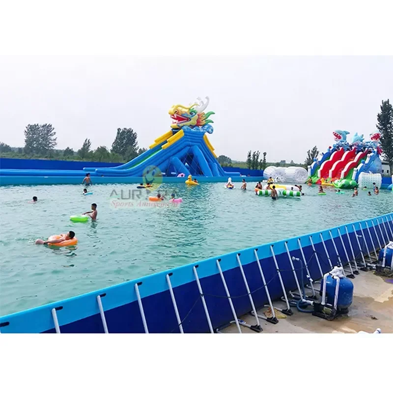 Hot Sale Inflatable Rectangular Metal Frame Swimming Pool Indoor and Outdoor Adult Plastic Swimming Pool