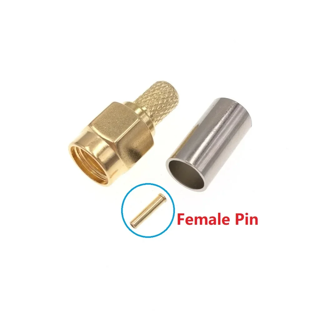 

100pcs RP-SMA Male RF Connector For RG58 LMR195 RG142 RG400 Cable