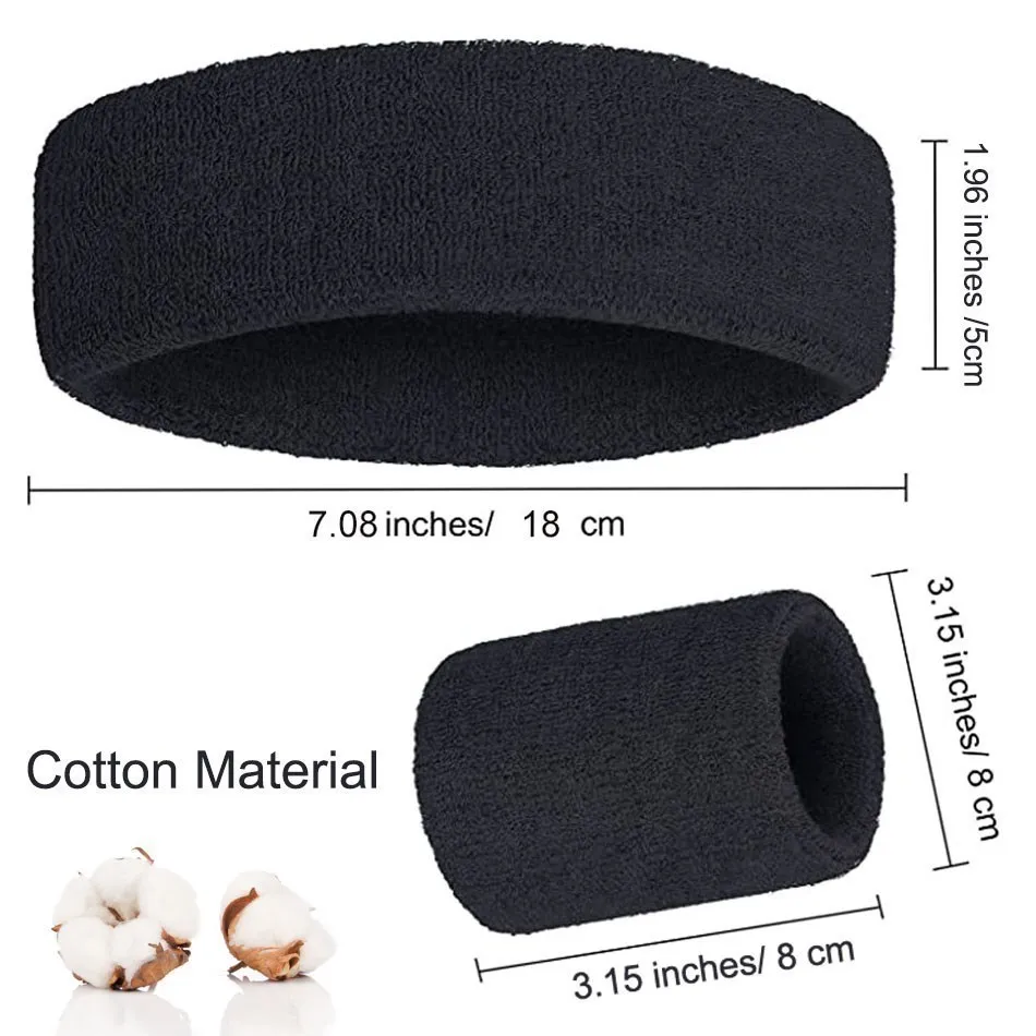 WorthWhile Cotton Athletic Headband Elastic Sweatbands Basketball Sports Women Men Gym Fitness Sweat Hair Band Volleyball Tennis