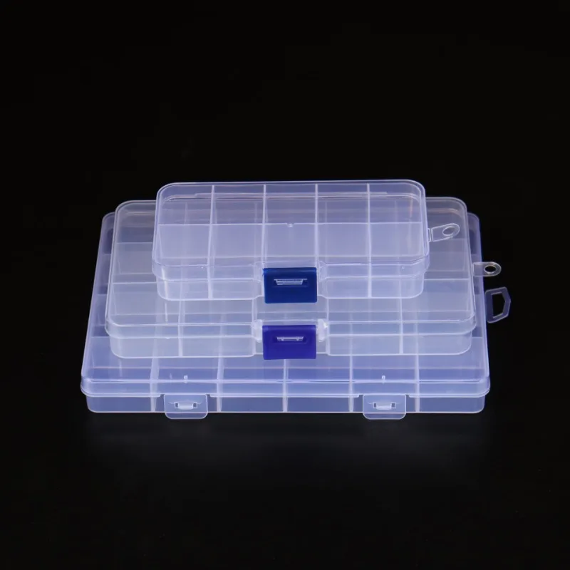 10/15/24 Grids Portable Plastic Fishing Tackle Box Fishing Lure Bait Hooks Storage Box Clear Storage Organizer for Lures Hooks