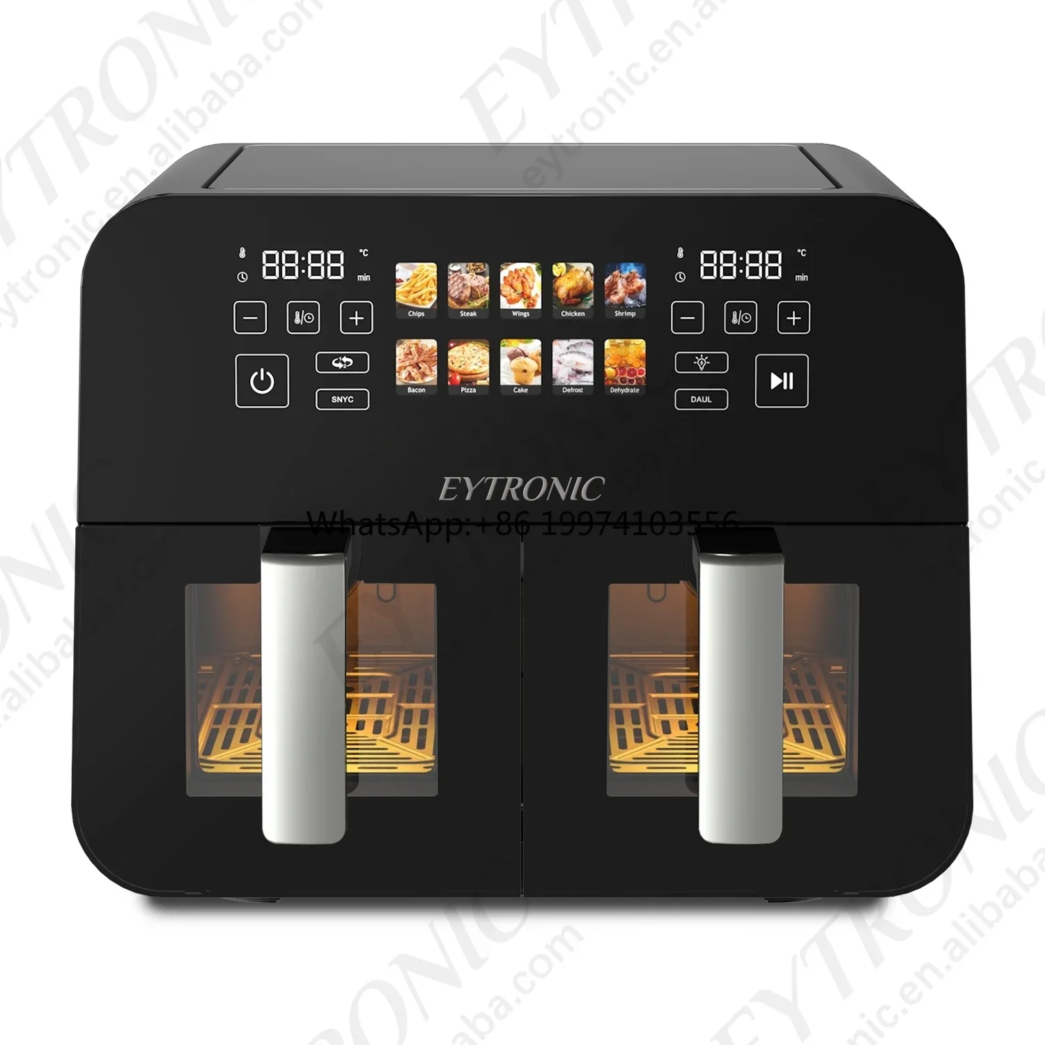 

New 10L Dual basket Pizza Air fryer Hot pot with digital screen Frying Cooker Dishwasher safe basket