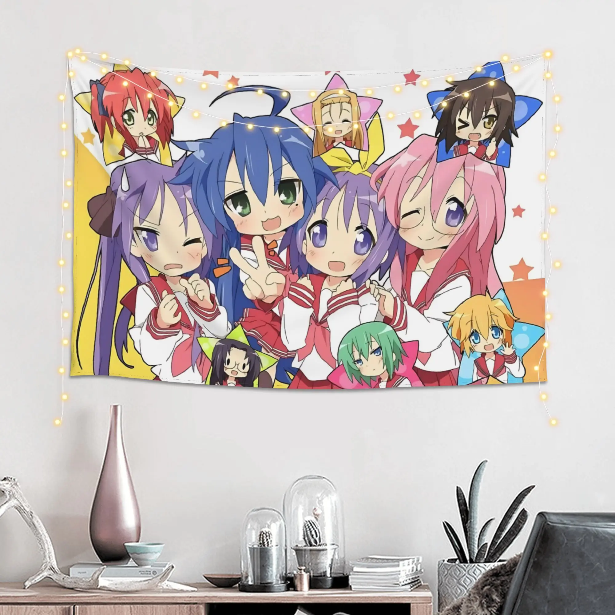 Colorful Anime Girl Customized Tapestry Bedroom Decoration  Wall Hanging Blanket Tapestry Cool Stuff For Room