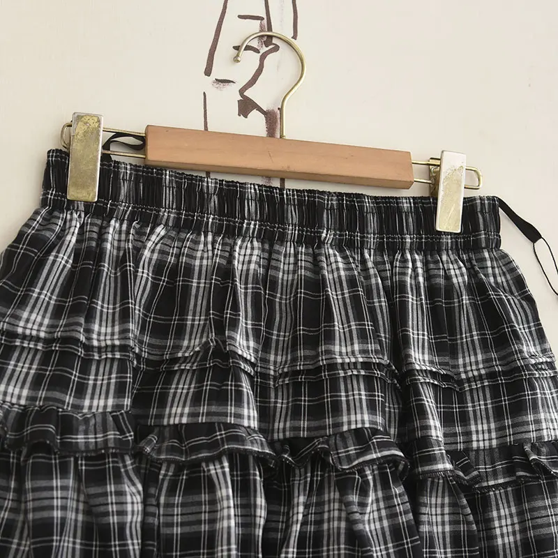 Gonna torta ort a vita alta Gonna longuette Colore scozzese Blo Dimagrante Estate 2025 Gonne da donna Fasionable Gonne f-lunghezza