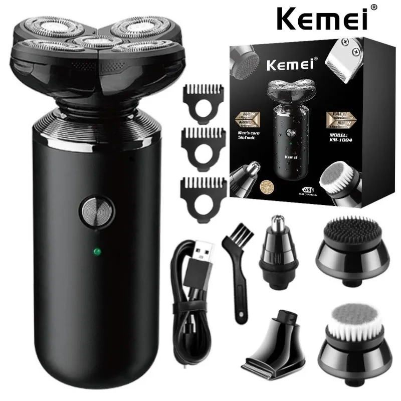 kemei-rasoir-electrique-portable-5-en-1-pour-hommes-tondeuse-a-barbe-et-a-visage-temple-antarctique-mini-dispositif-de-coupe-de-cheveux-crane-machine-etanche-a-charge-usb