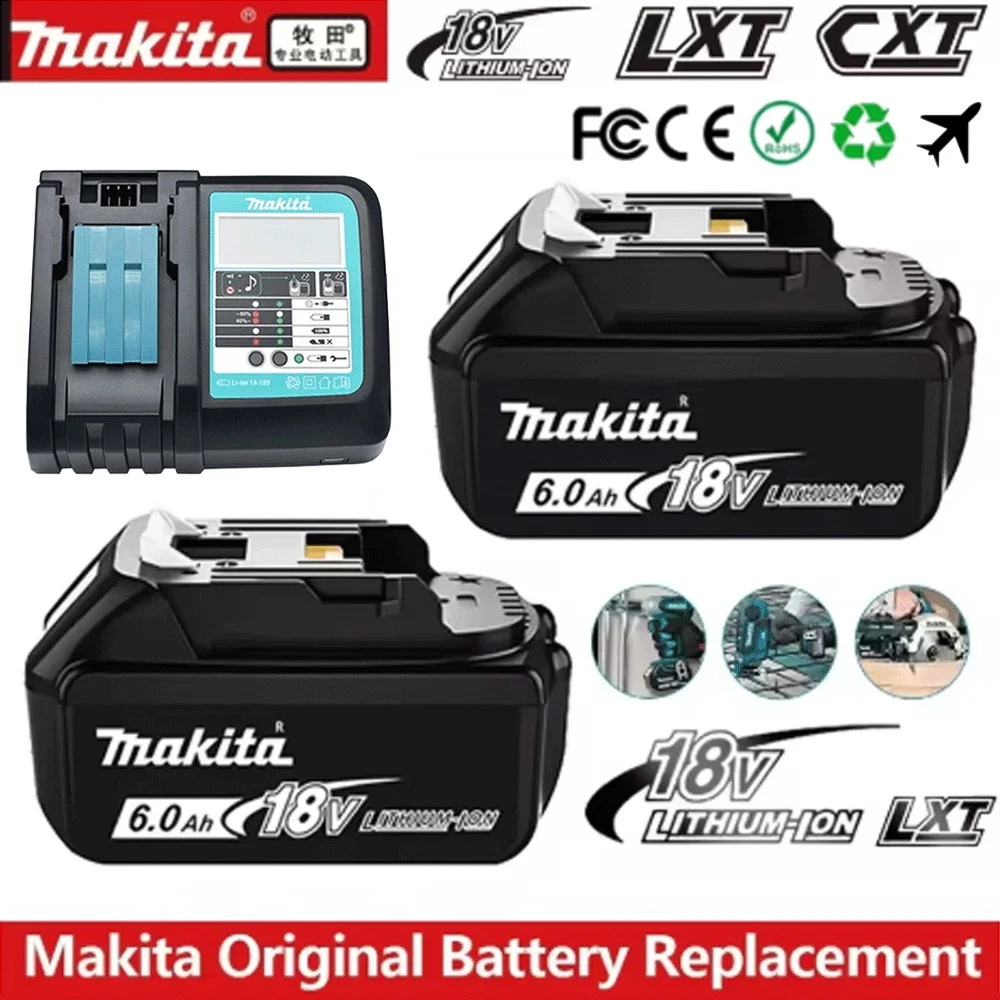 

Makita 6000mAh 18V Battery Li-ion Replacement LXT BL1860B BL1860 BL1850 BL1830 DHP482RFX9 BL1815 LXT400 for Cordless Drills