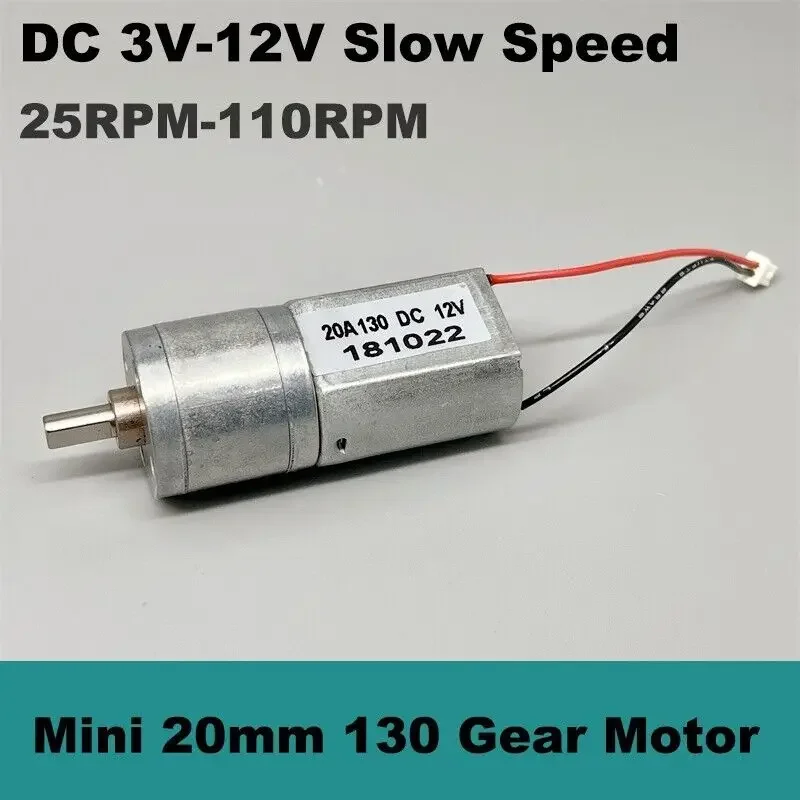 Mini 130 Full Metal Gearbox Gear Motor Carbon Brush Engine DC 6V-12V 110RPM Slow Speed Large Torque for Robot Electric Lock