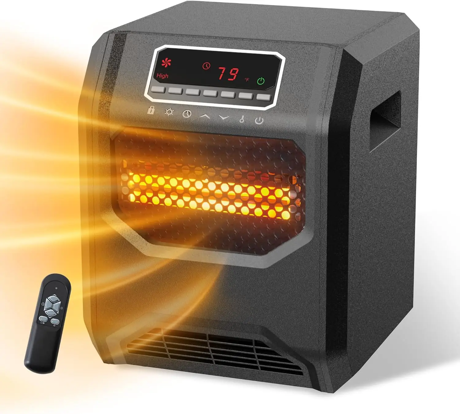 Space Heater 3 Mode 1500W Electric heater with 6 Quartz Infrared Element Child Lock Timer Remote for Indoor Use WEWARM