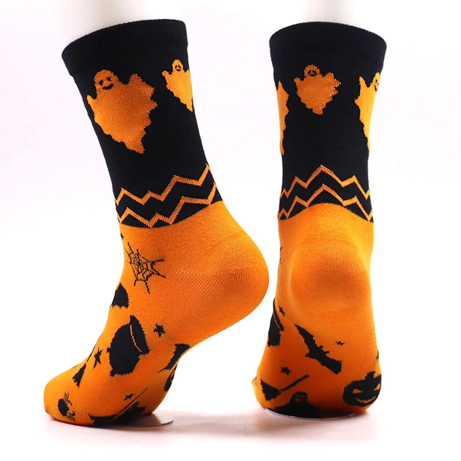 Casual Stockings Halloween Holiday Pumpkin Bat Pattern Printing Crazy Novelty Cotton Soft Comfortable Crew Length Socks