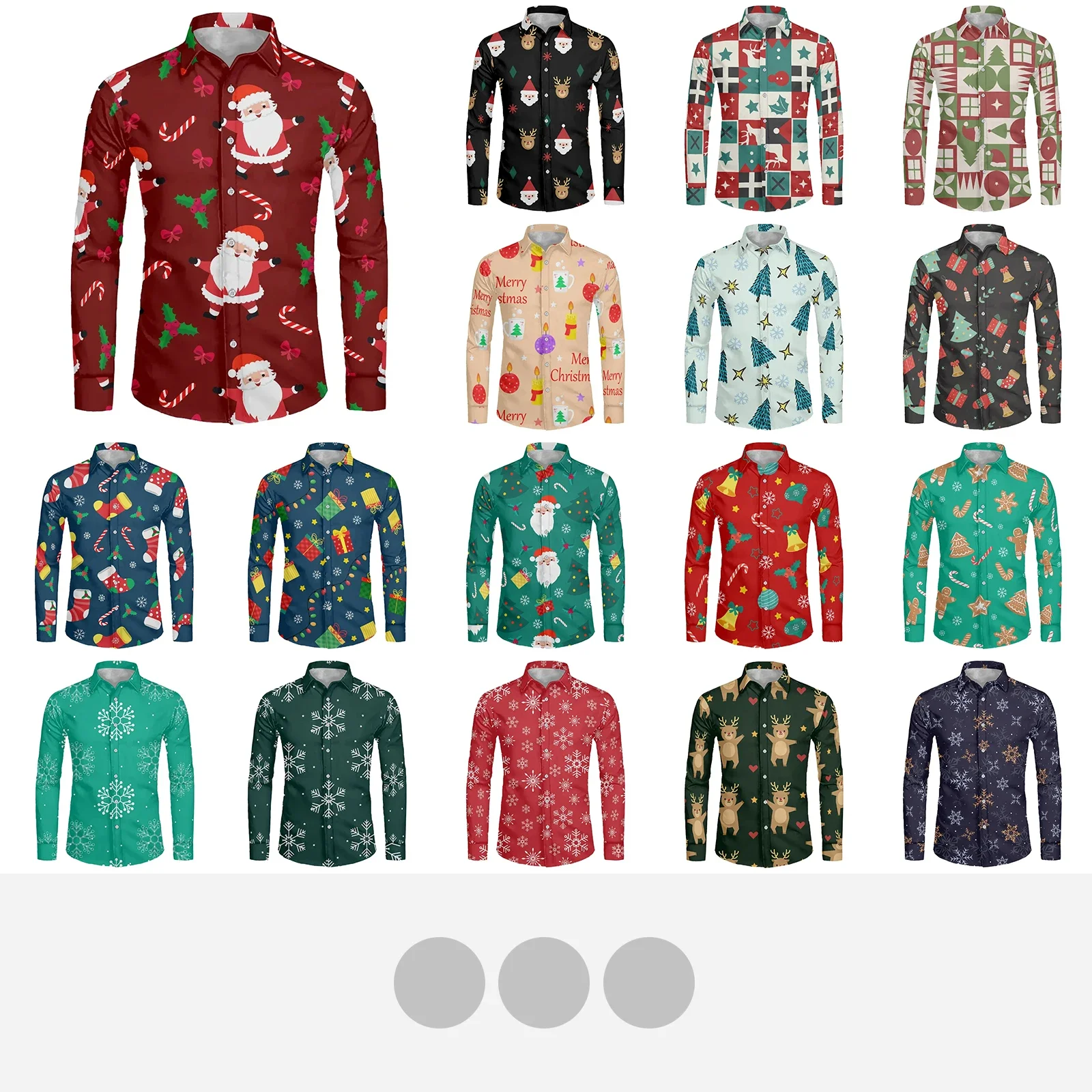 Christmas Design Store Holiday Atmosphere Staff Clothing Men's Business Casual Long Sleeved Shirt Smart Male Social Dress Shirts