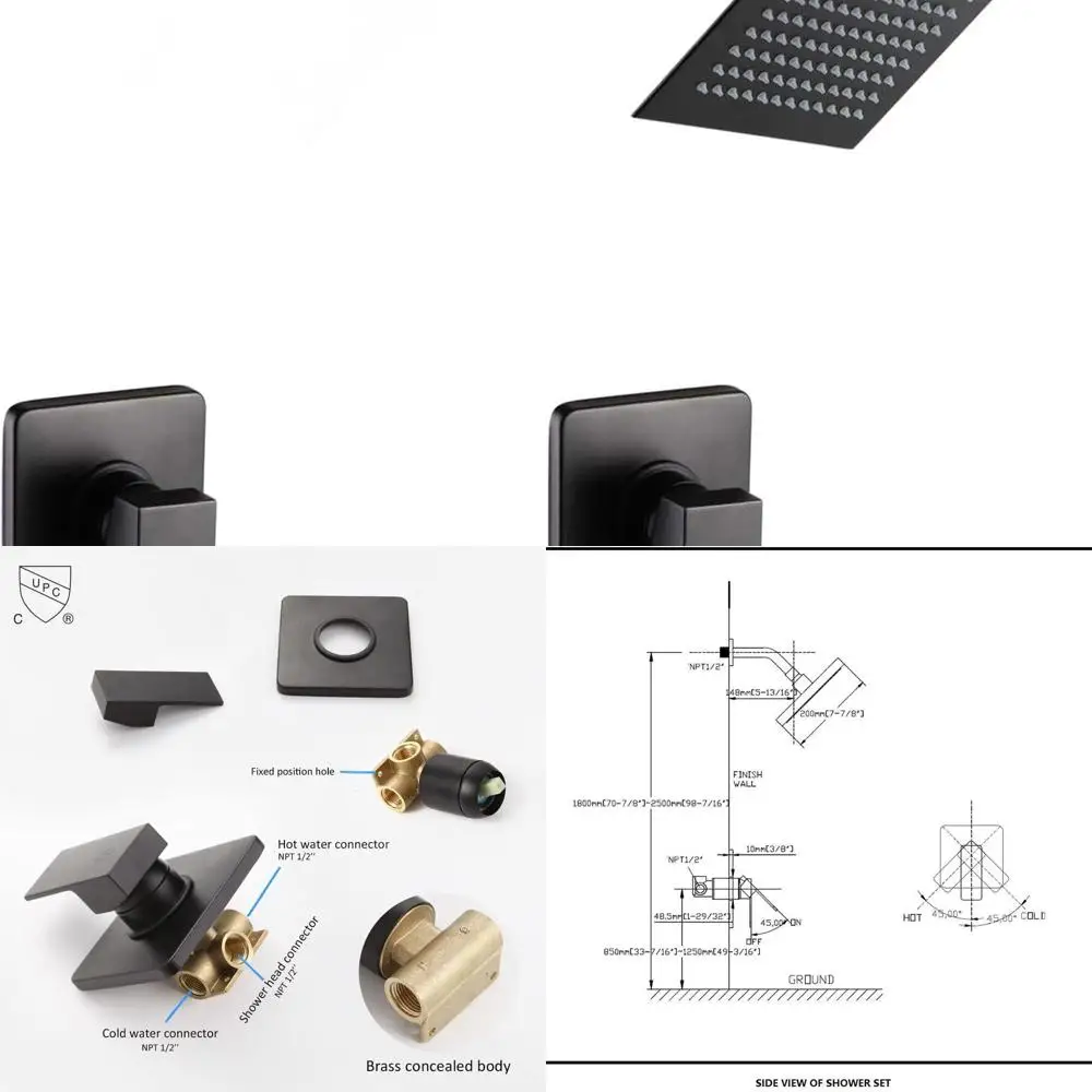 

Душевая система с дождевой системой из нержавеющей стали с матовым черным краном и однофункциональным комплектом отделки