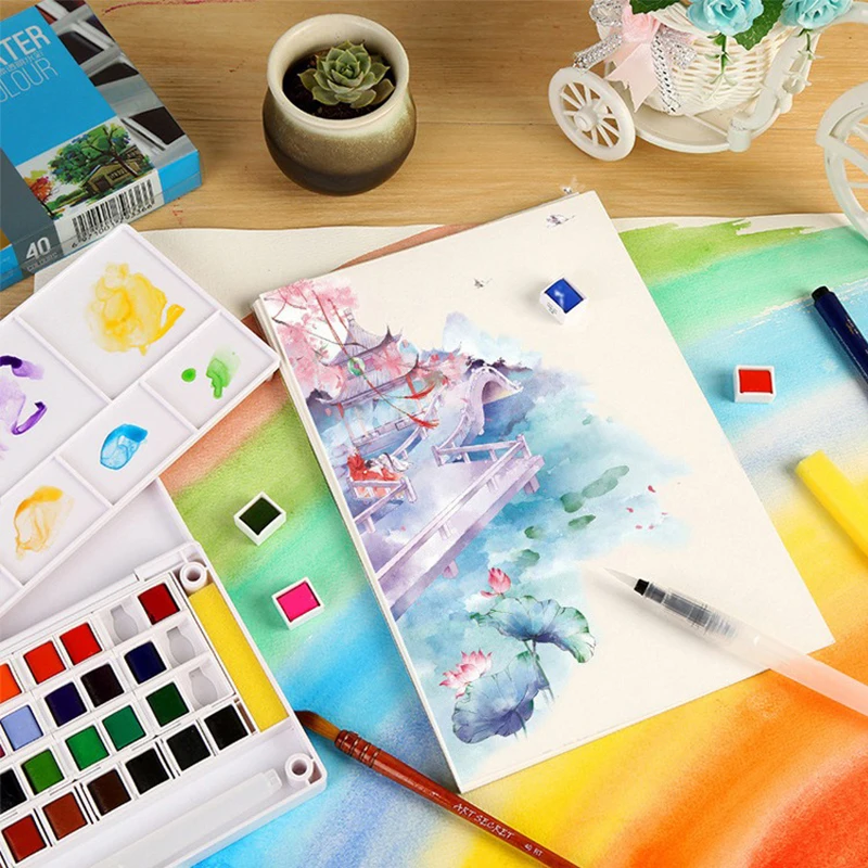Pintura de acuarela sólida 24 colores 36 colores 48 colores Arte específico Juego de acuarelas sólidas