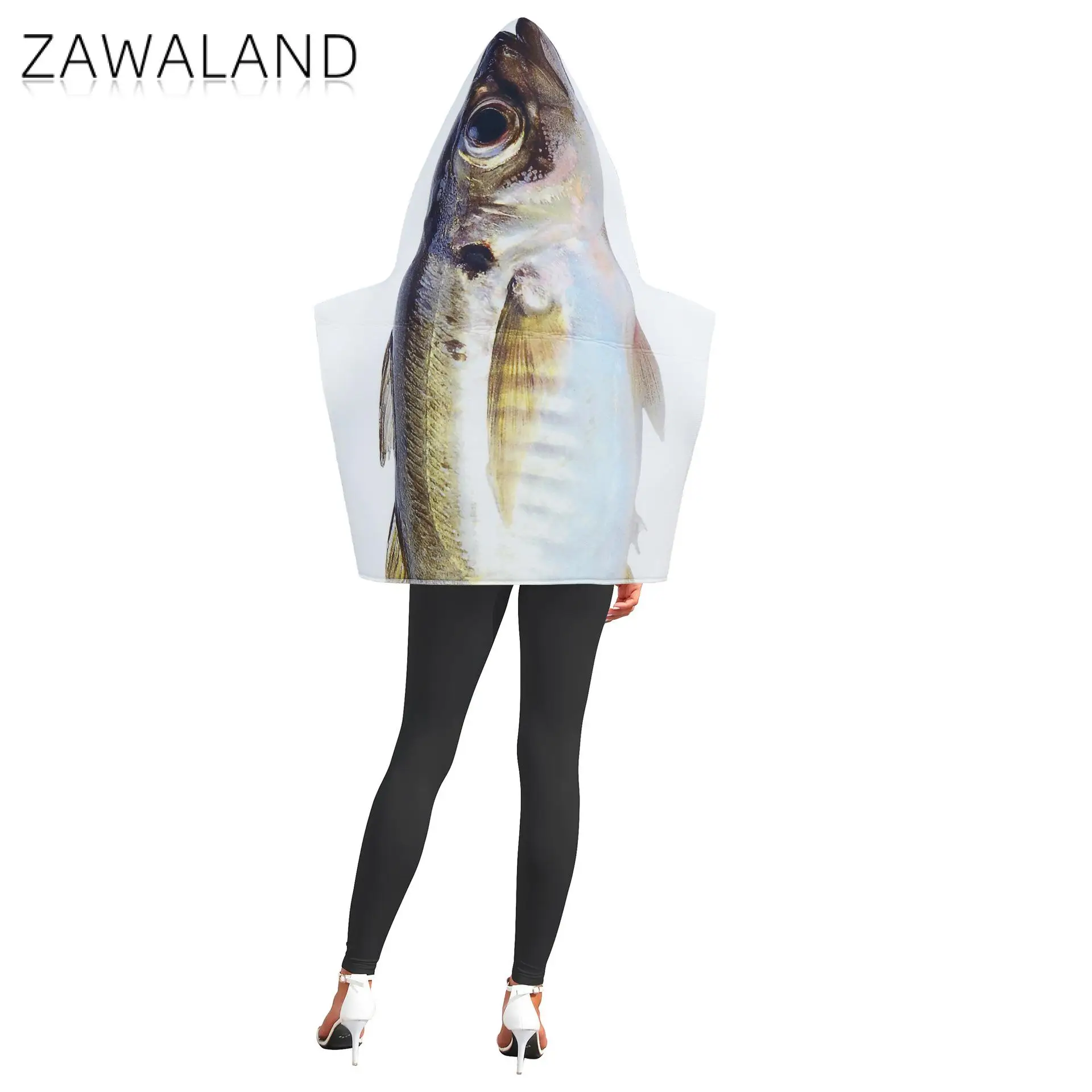 Zawaland Decapterus Maruadsi Costume Halloween Party Suit Women Funny Fish Disguise Adult Halloween Purim Carnival Party Clothes