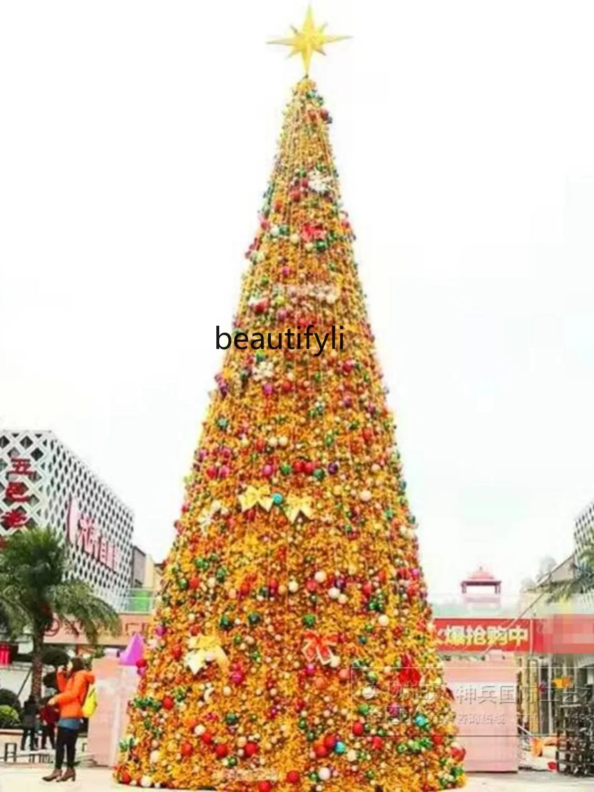 Golden Christmas tree set 4/5/6/7/8/9/10/12/14/15/16m outdoor large Christmas tree decoration