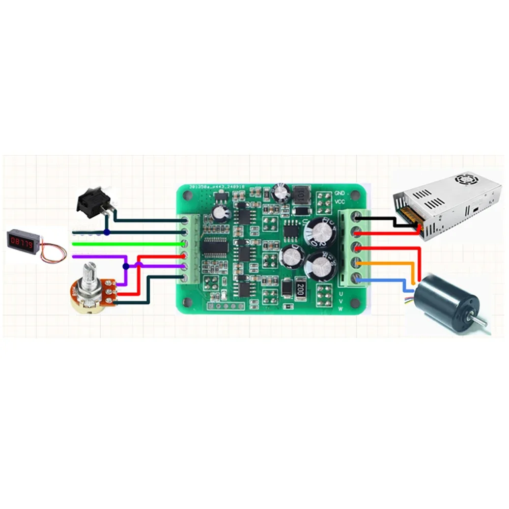 500W High Power Three Phase Brushless DC Motor Drive Board DC7-50V 10-20A PWM Motor Speed Control Module