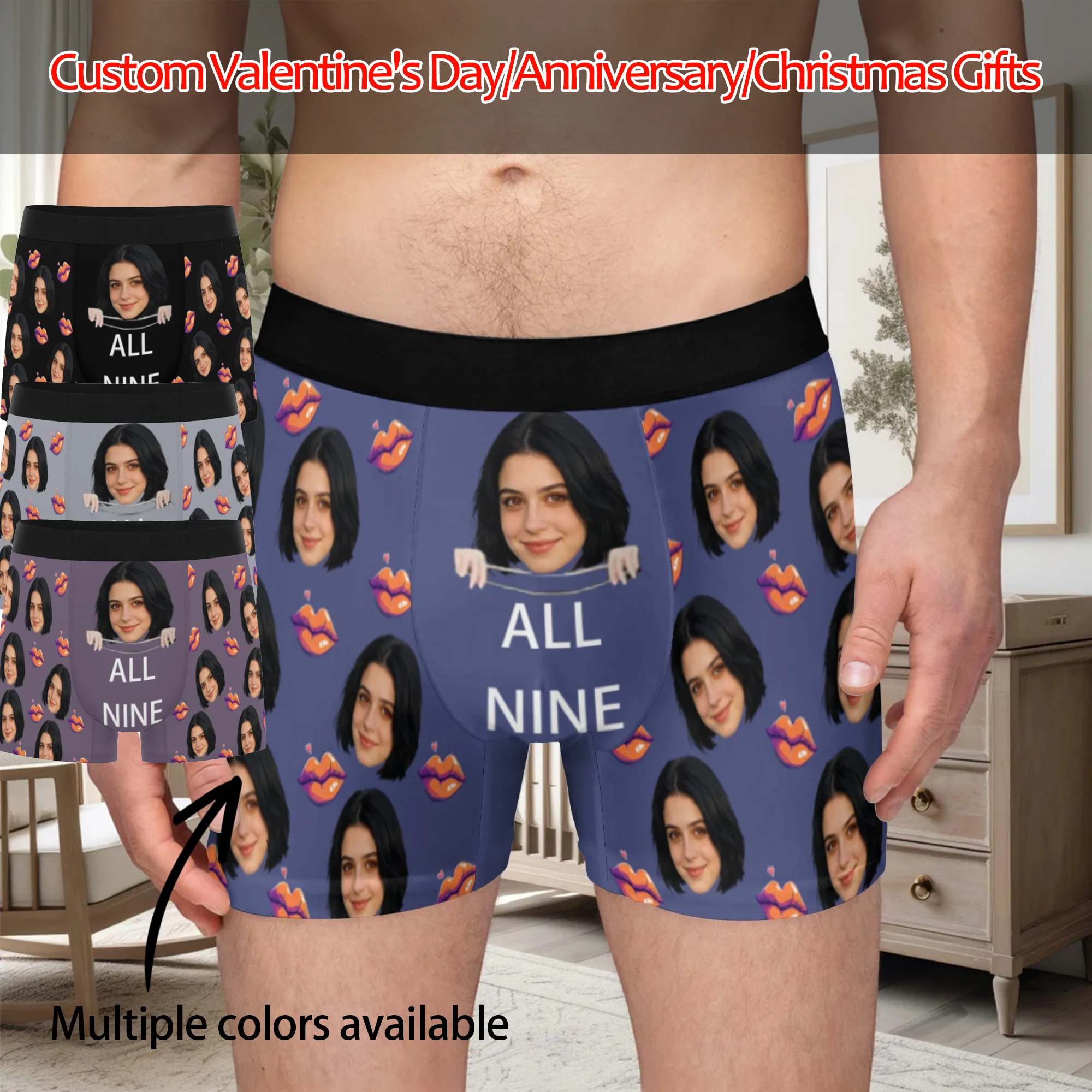

Personalized Face Photo Underwear Custom Boxer Briefs Custom Men Valentine's Day Gift For Husband Anniversary Gift for Dad