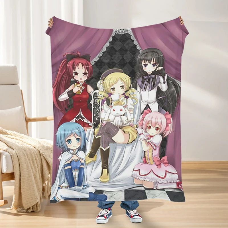 Flannel Blanket Sofa Winter Warm Madoka Magica King Size Bed Fleece Camping Custom Nap Fluffy Soft Blankets Microfiber Bedding