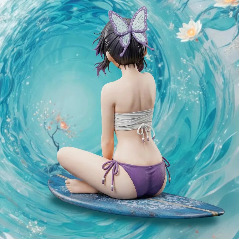 Anime Demon Slayer Kochou Shinobu Swimsuit Surfboard Sitting Figure GK Statue Model Doll Collectible Ornament Toy For Gift view 2