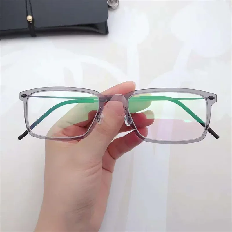 إطارات نظارات مربعة خفيفة الوزن للرجال نظارات الدنمارك 6528 مصمم بدون براغي ماركة قصر النظر وصفة طبية من التيتانيوم البصري