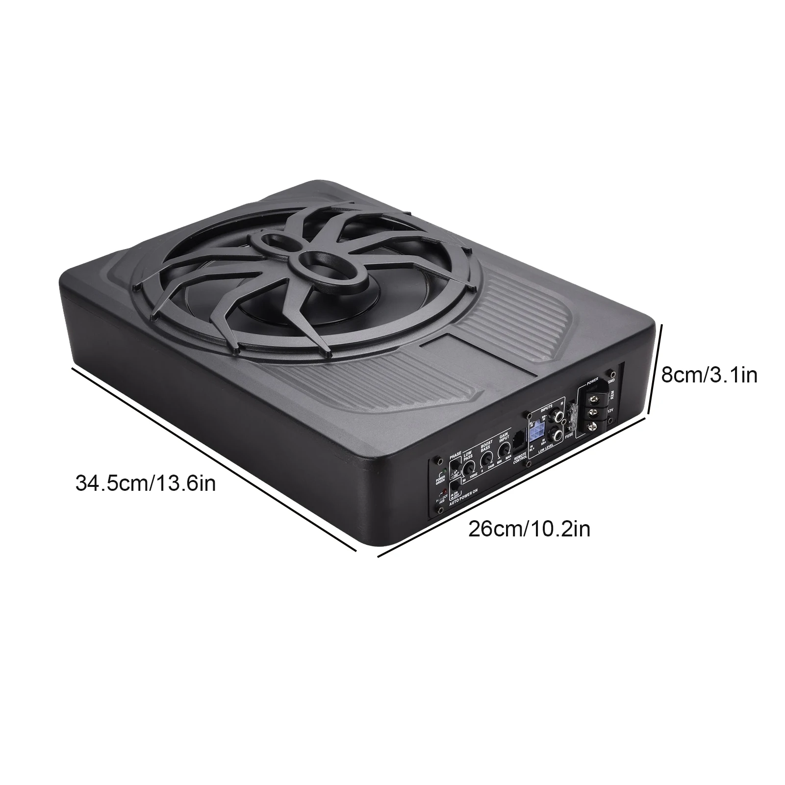 مضخم صوت للسيارة مقاس 10 بوصات مزود بإضاءة محيطة زرقاء - مضخم صوت نشط مدمج للشاحنات/المركبات المحدبة بالسيدين