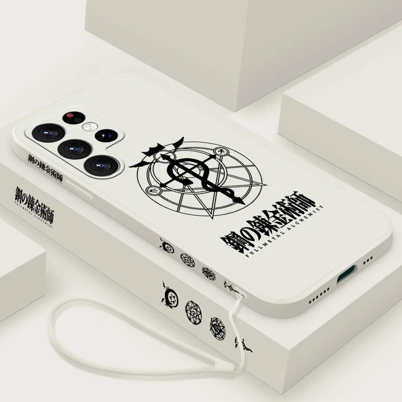 Fullmetal Alchemist Cute For Samsung S10 S20 S21 S22 S23 S24 Note 20 Plus Lite Ultra FE Liquid Left Rope Phone Case