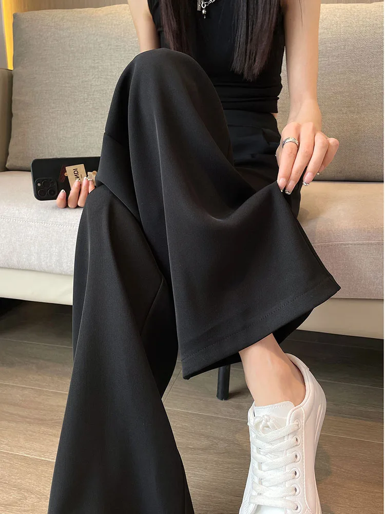 Taille haute droite jambe large taille élastique Baggy pantalon mince femmes décontracté nouveau pantalons de survêtement printemps été mode pantalons