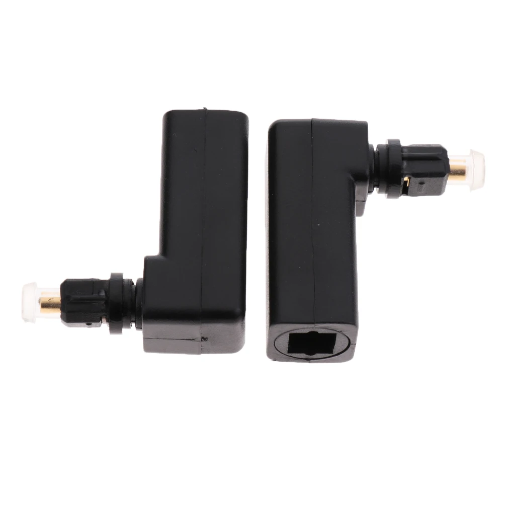 2 Pk Of Optical Male Female Toslink SPDIF Joiner Adapter Blk 90 Right Angle