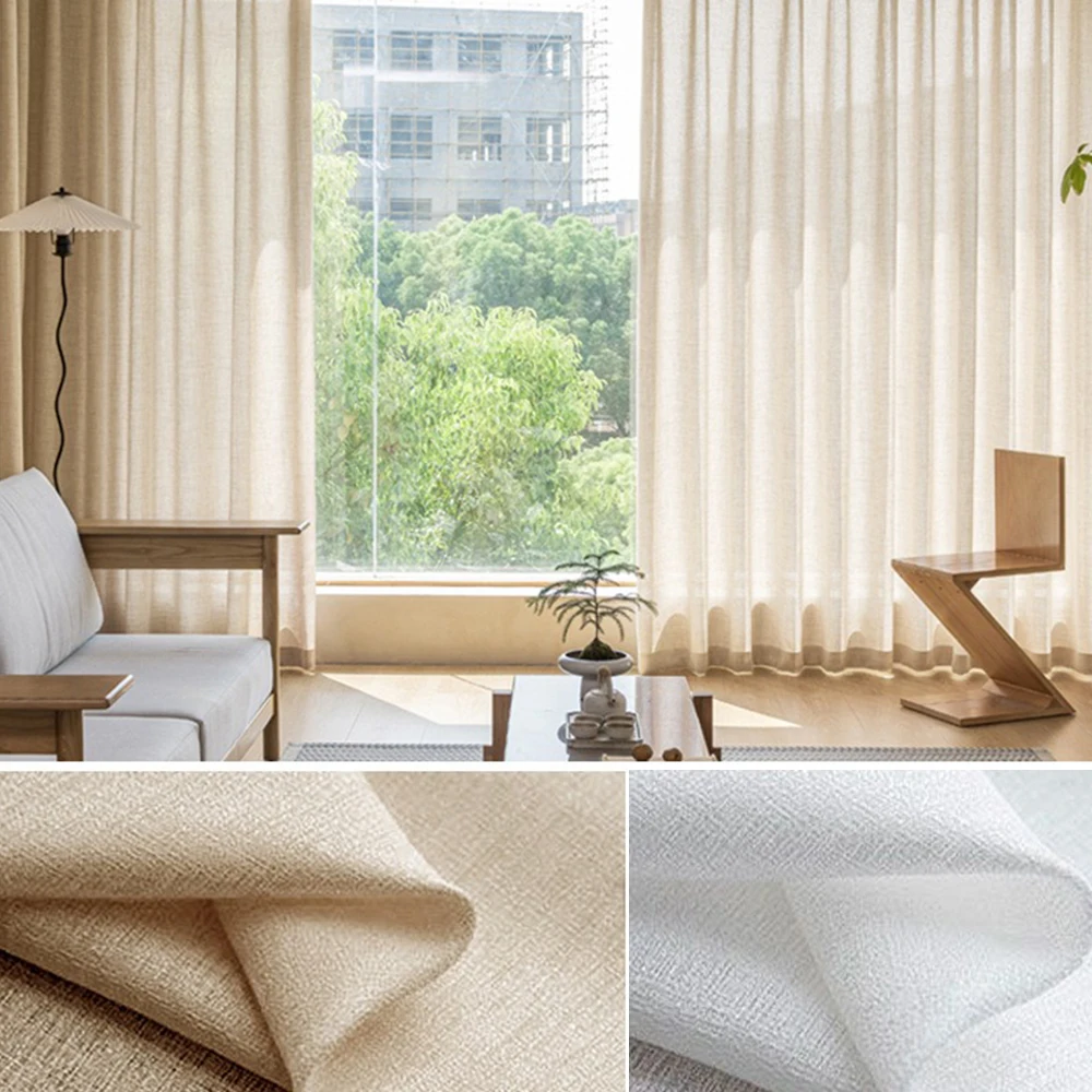 

Japanese Style Linen Gauze Curtains Translucent Curtain Non Transparent Living Rooms Bedrooms Balconies Sun Protection Sunshades
