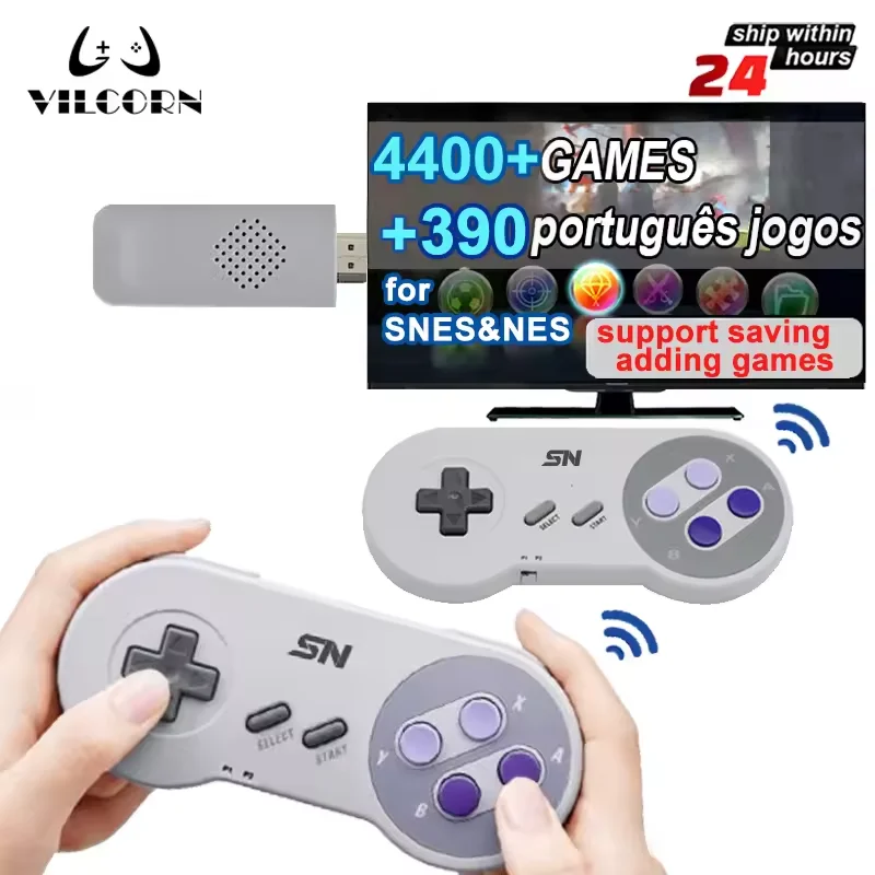 Consola de videojuegos retro SF900 con 2 controles inalámbricos de 2.4G, gamepad con salida HD para TV, compatible con Super Nintendo SNES NES