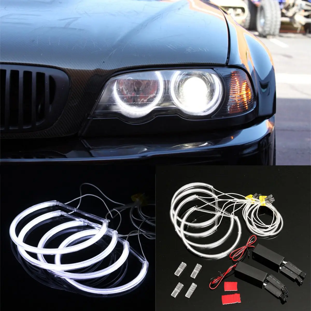 Anillo de luz Led Ccfl Angel Eye Halo, luz blanca sin proyector para Bmw E46 3 Series, 4 Uds.