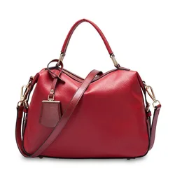 Zency Fashion Women Tote Bag 100% Genuine Leather Handbags Female Boston Charm Messenger Crossbody Purse Luxury Shoulder Bags