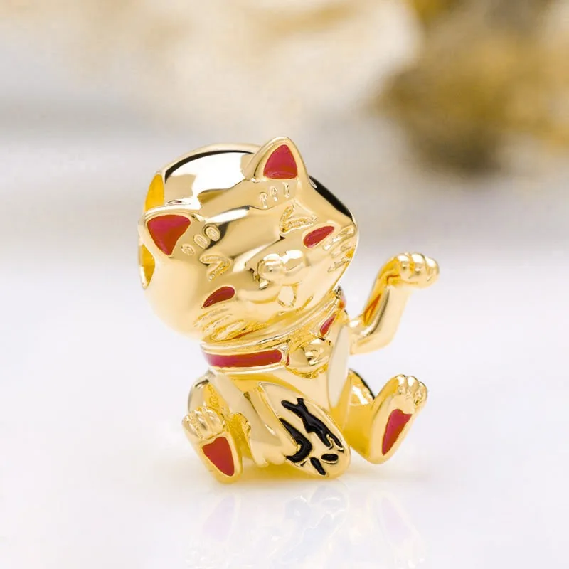 

Cute Charm Bead Fit Original Pandora Bracelet Women Lucky Cat Jewelry Gift