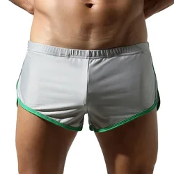 2XL Men Aro Pants Mesh Breathable Quick Drying Boxer Shorts Seamless Slip Homme Underwear Side Split Boxershorts Trunks Panties
