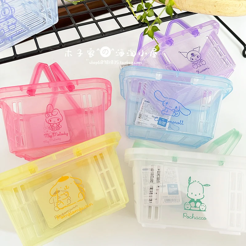 Sanrio Color Cute Stationery Pen Holder Melody Kuromi Cinnamoroll Hangyodon Groceries Desktop Storage Basket Decorative Ornament