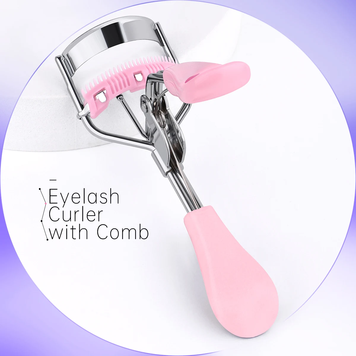A convenient love belt comb eyelash clip tool set and eyelash tool set to make eyelashes more curly and more perfect.