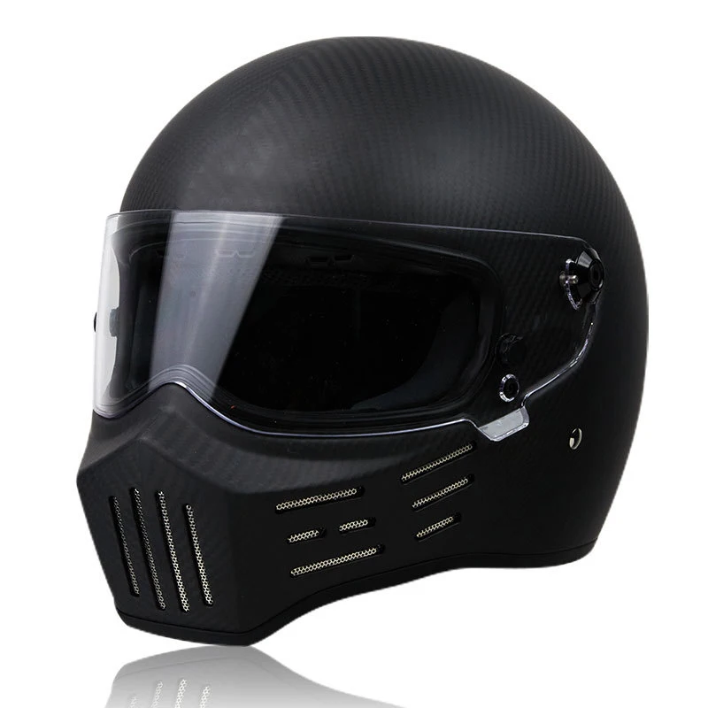 2026 Full Face Kart Capacitor Motorcycle Helmet Carbon Fiber Helmet Cu-stom DOT CCC Helmet Motorrad Retro Rot