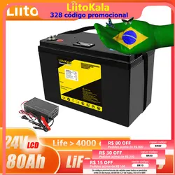 LiitoKala 24V 80Ah Lifepo4 battery lithium with 100A BMS for inverter solar panel scooter backup power boat light 29.2V 10A