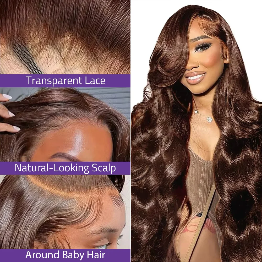 Perruque Lace Front Wig Body Wave brésilienne naturelle, cheveux naturels, 13x4, 30 36 pouces, 13x6, HD, Transparent, pour femmes