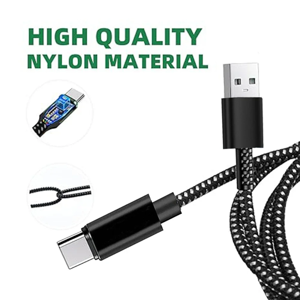 كابل USB A إلى النوع C مزامنة التاريخ 3A شحن سريع من النايلون المضفر كابل شاحن للهاتف المحمول Samsung Huawei Android Typec #2