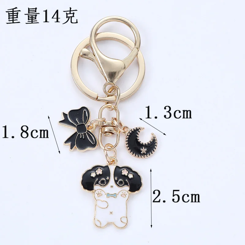 Liontin Anjing Cinta Bintang Busur Cantik Gantungan Kunci Pasangan Tas Mobil Gantungan Kunci Jimat Bulan Kelinci Bunga Sakura Lucu Perhiasan Baru untuk Wanita