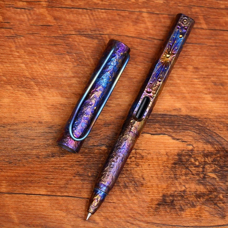 Imagem -02 - Edição Limitada Titanium Alloy Dual-use Pen Handmade Upscale Business Signature Pen Heavy Handle Starry Sky Gel Coletar Presente