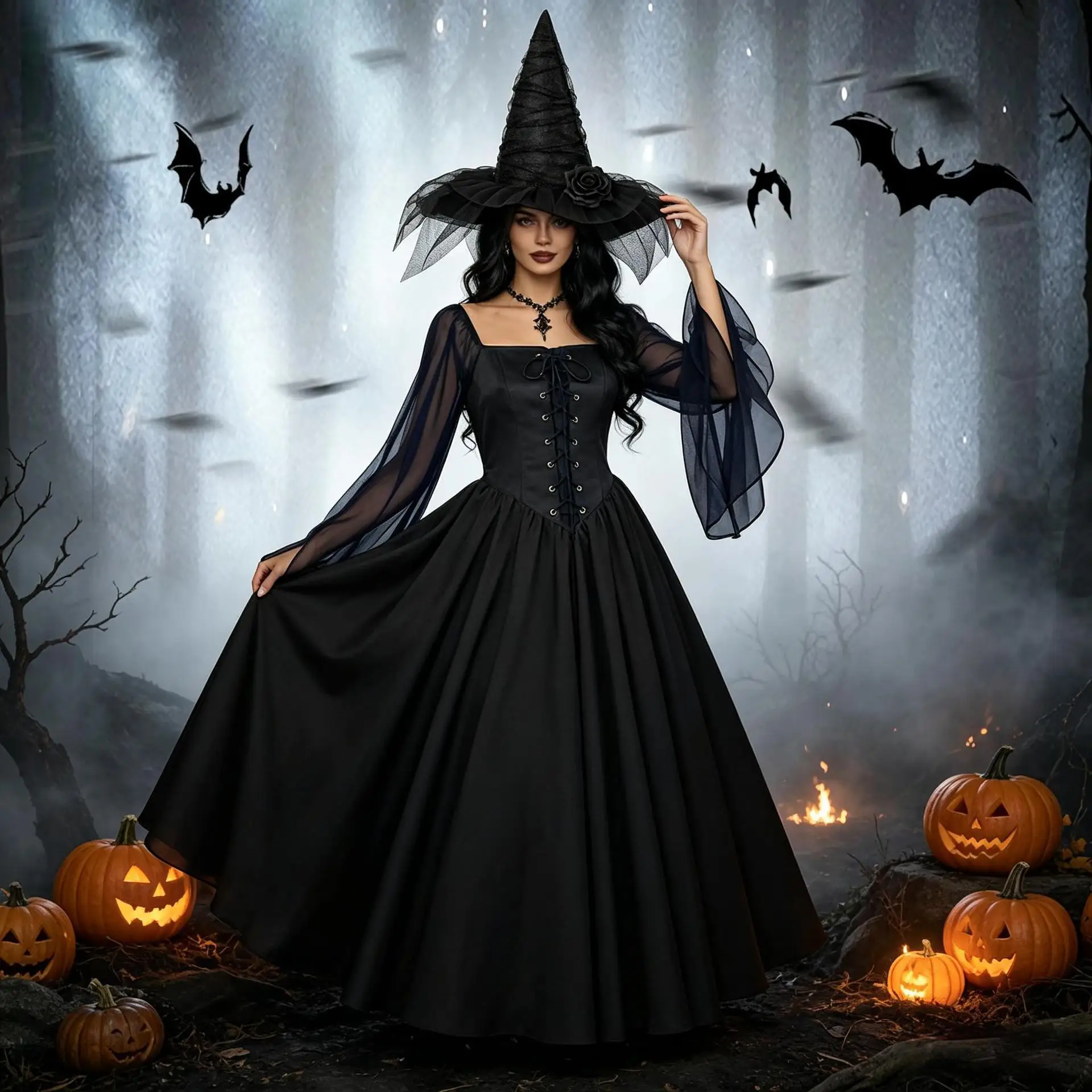 Robe de sorcière gothique pour Halloween, costume de scène pour fête, robe de cosplay de pirate pour femme avec manches évasées fendues, robe gothique