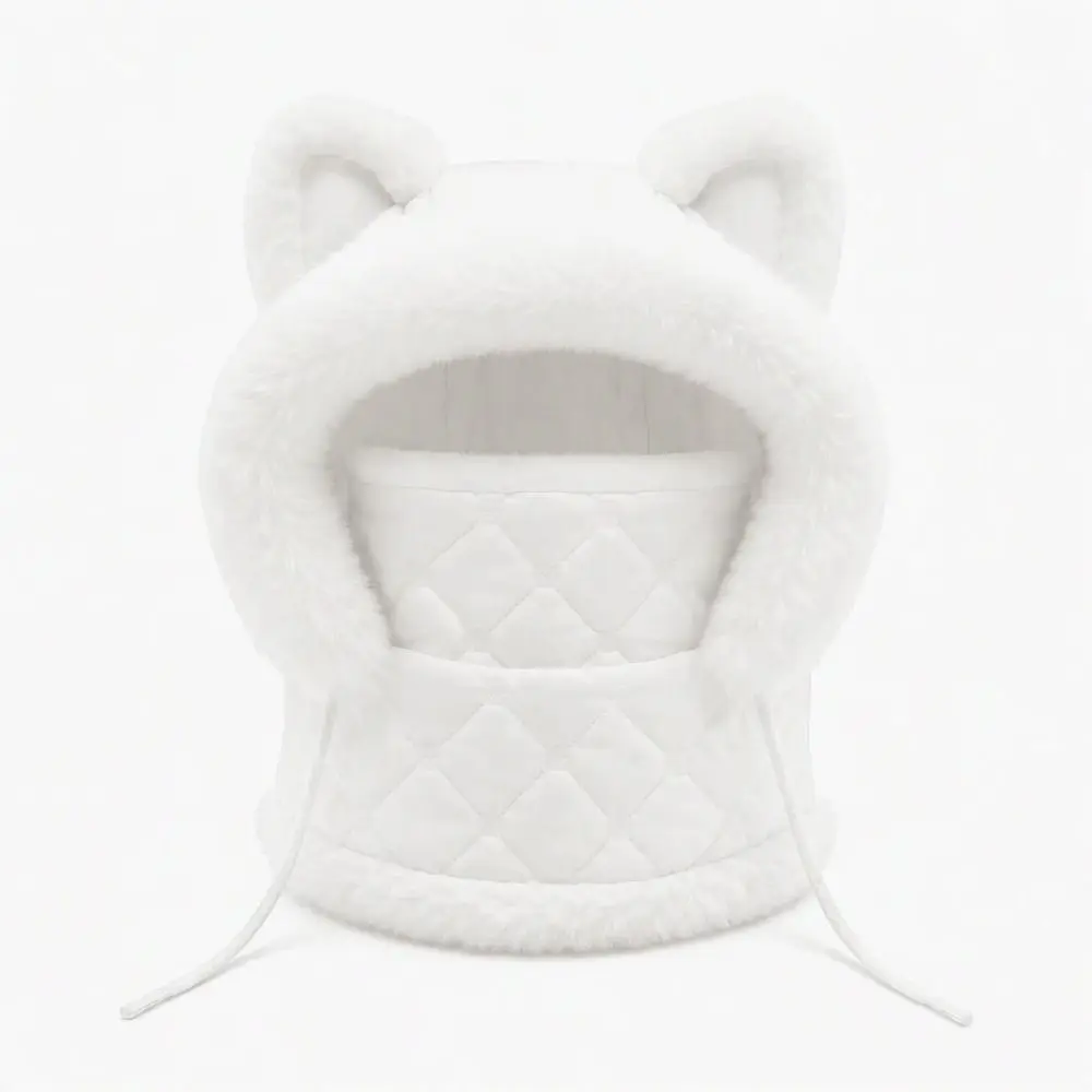 Windproof Winter Balaclava Hat Faux Fur Trim Zipper Closure Windproof Balaclava Mask Full Face Coverage Thick Fleece Lining