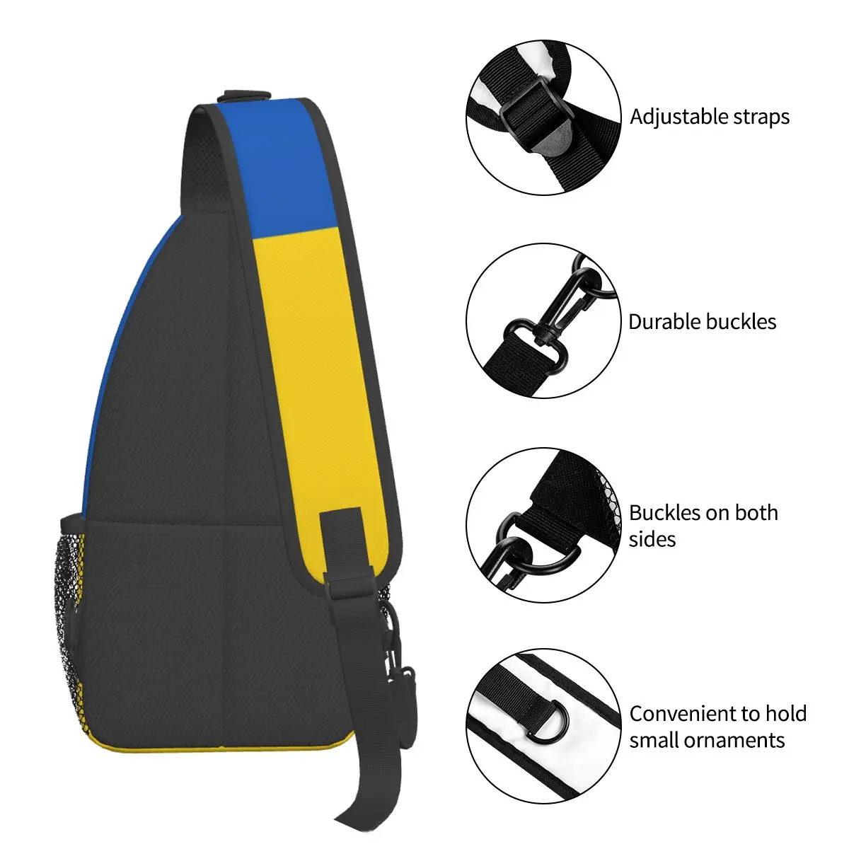 علم أوكرانيا الأوكرانية Crossbody الرافعة حقيبة كول الصدر حقيبة الكتف حقيبة Daypack للسفر التنزه الدراجات حقيبة