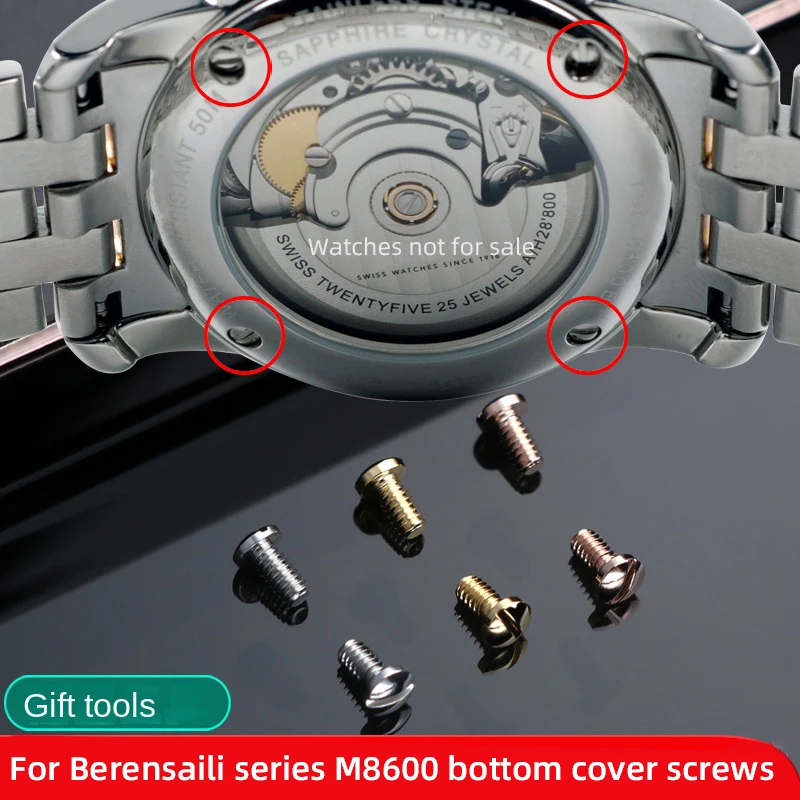Tornillo de 4 piezas para Mido Baroncelli 8600, cubierta trasera de reloj, cubierta inferior, tornillo de acero inoxidable, accesorios de reparación de reloj, venta al por mayor