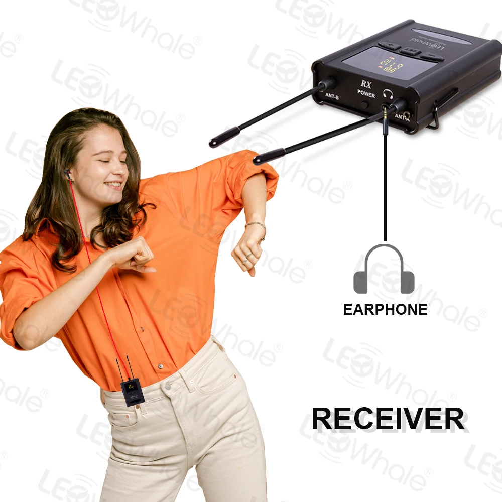 Sistema de Monitoreo de retorno de escenario Inalámbrico UHF con carga USB para controlador Android/Ios, mezclador de tarjeta de sonido, consola de Audio