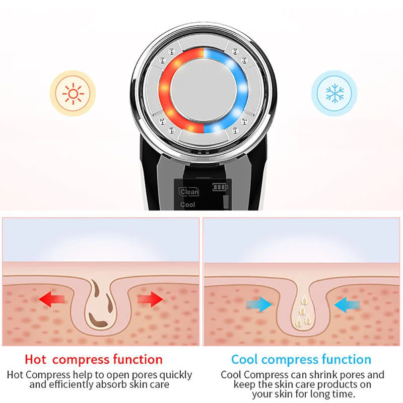 مايكرو الحالي مدلك الوجه مكافحة الشيخوخة الوجه رفع مدلك الباردة الساخنة ضغط التنظيف العميق مكافحة الشيخوخة أداة العناية بالبشرة #2