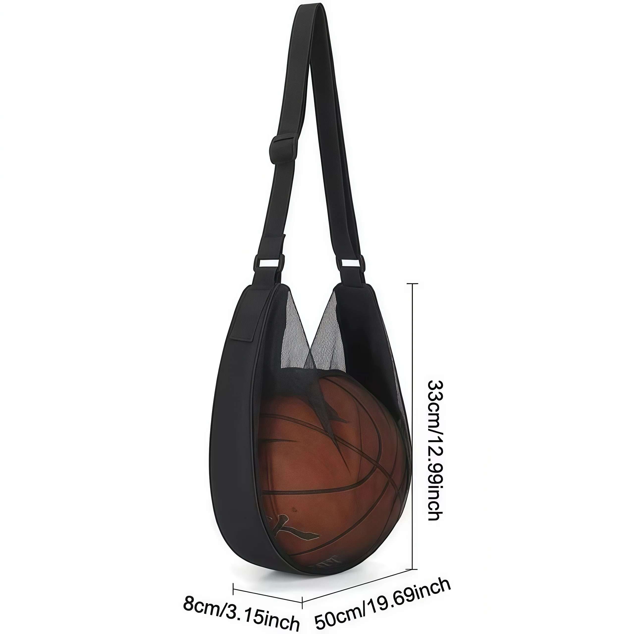 Anti tear storage mesh bag, suitable for basketball, football, volleyball, sneakers, with adjustable shoulder straps and zipper view 6