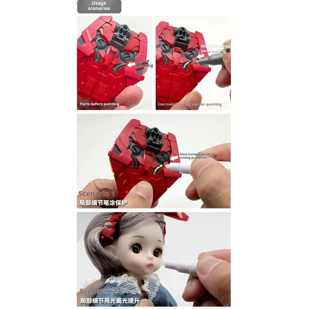 MS047 Pena Spidol Berbasis Air Ramah Lingkungan Matte Gloss 0.7Mm 3Mm Lapisan Pelindung Ujung untuk Model Militer Gundam Alat Hobi DIY