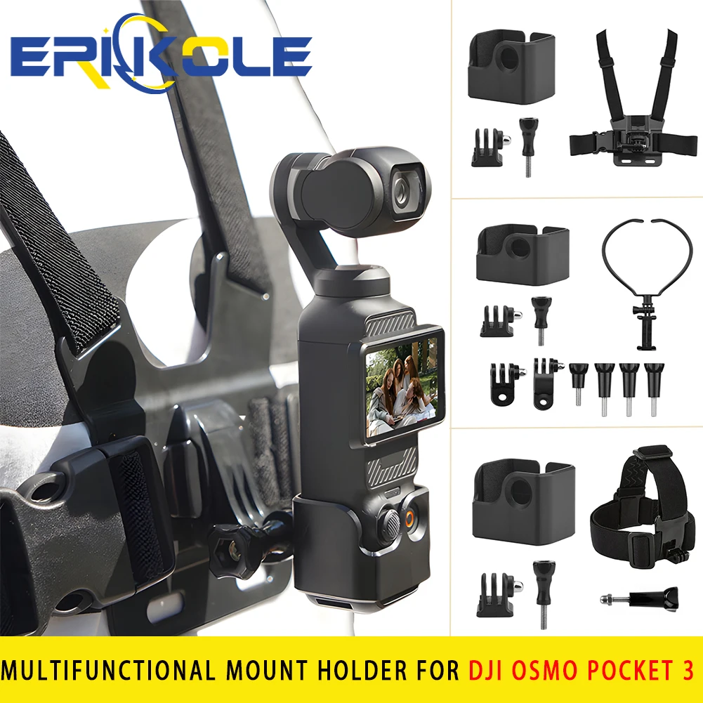 Accessories Kit for DJI Osmo Pocket 3 Head Strap Mount, Chest Mount Harness, Backpack Clip Holder - with 1/4\